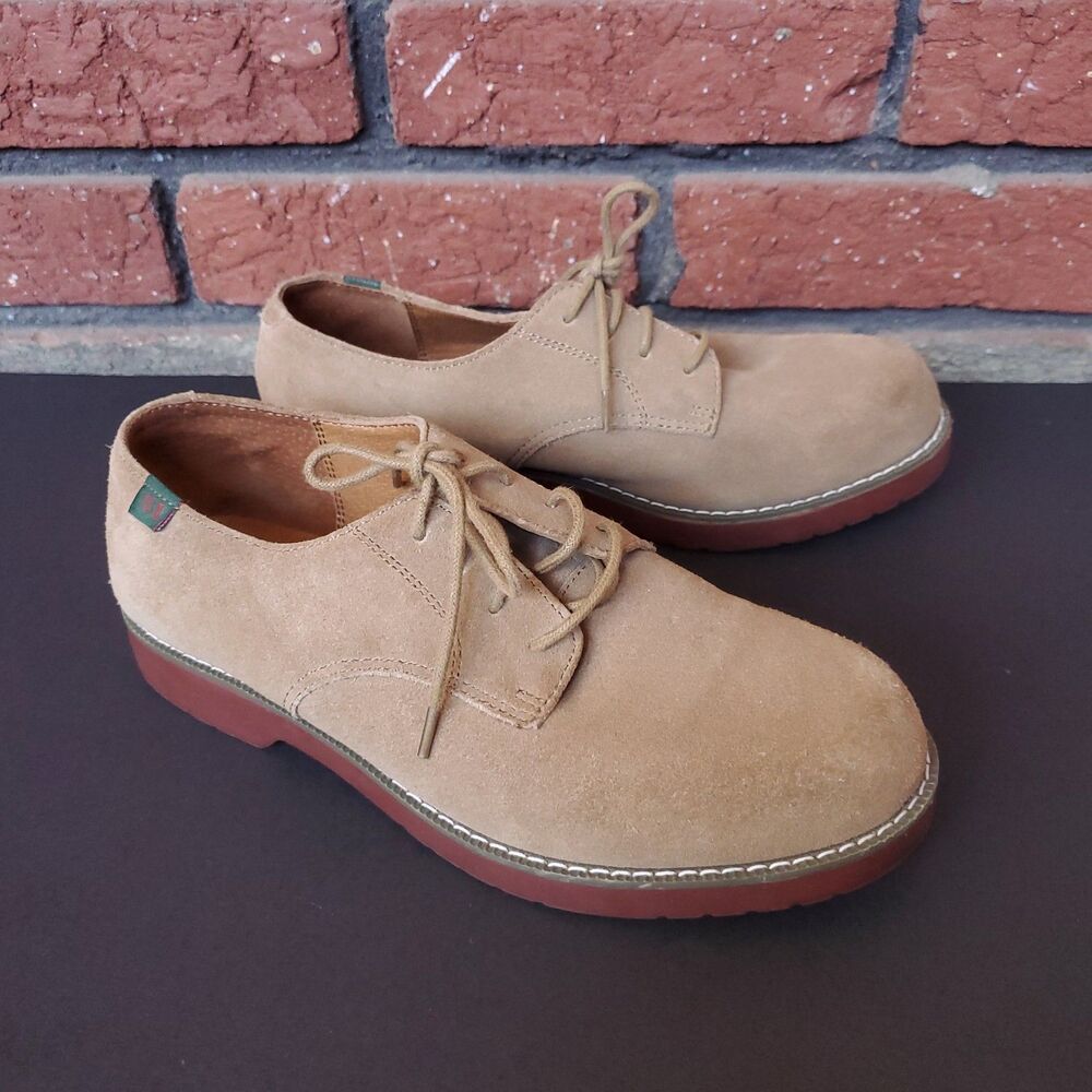 School Issue Suede Leather Shoes Womens 8 M Tan Semester Casual Oxford Uniform